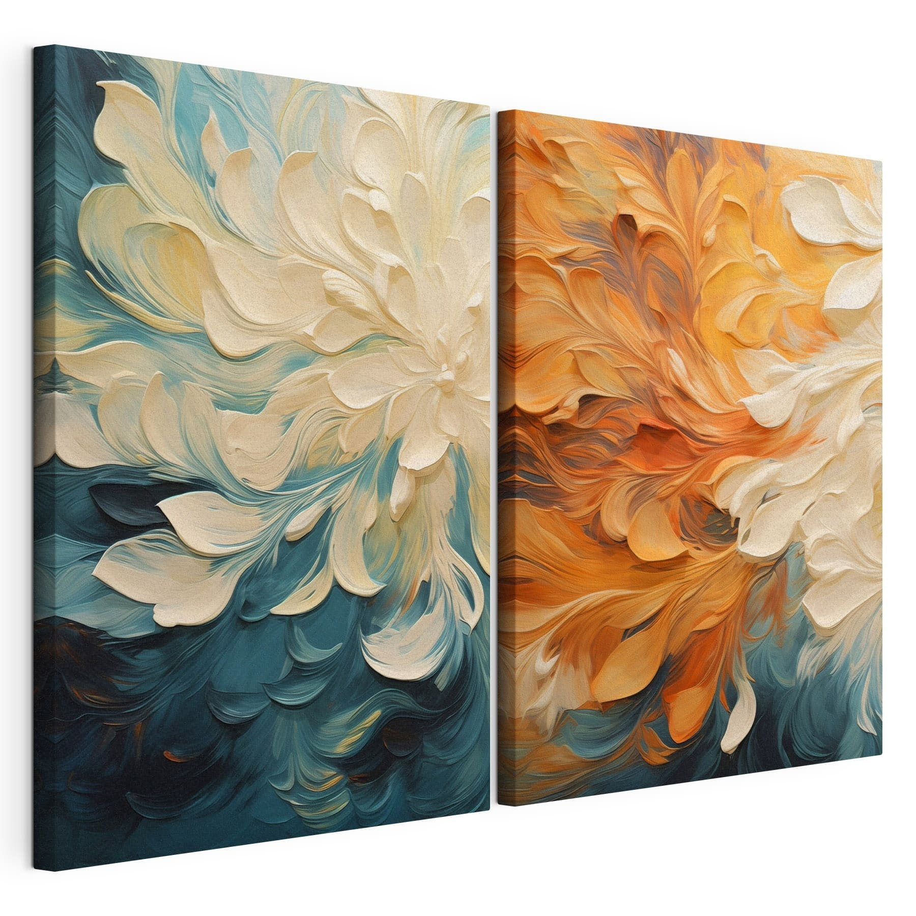Two images of flowers on a canvas Two images of flowers on a canvas