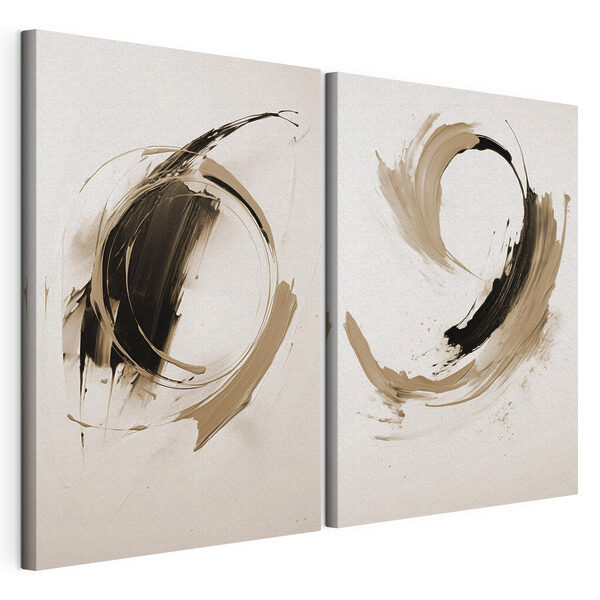 Modulaire canvasprint Dynamische penseelstreken in contrasterende tinten