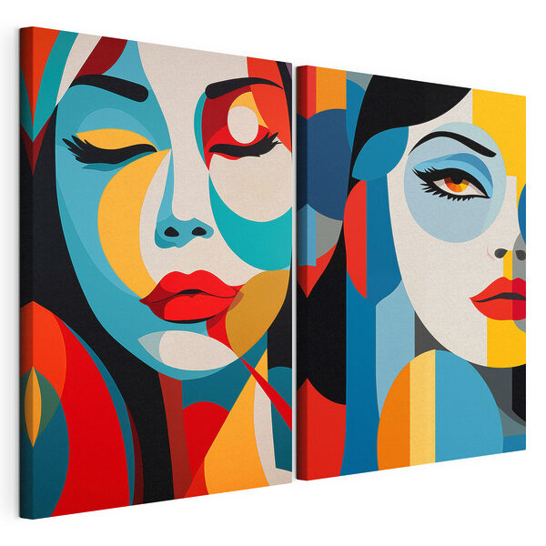 Collage van het gezicht van een vrouw Modulaire canvasprint Collage van het gezicht van een vrouw