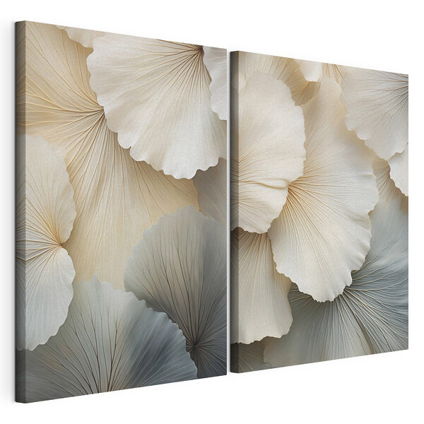 Elegante lagen van zachte, golvende bloemblaadjes Modulaire canvasprint Elegante lagen van zachte, golvende bloemblaadjes
