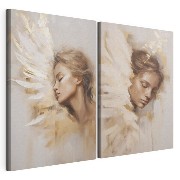 Schilderij van een vrouw met vleugels Modulaire canvasprint Schilderij van een vrouw met vleugels