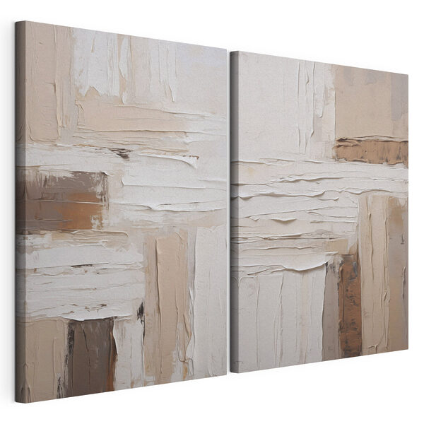 Collage van witte en bruine verf Modulaire canvasprint Collage van witte en bruine verf