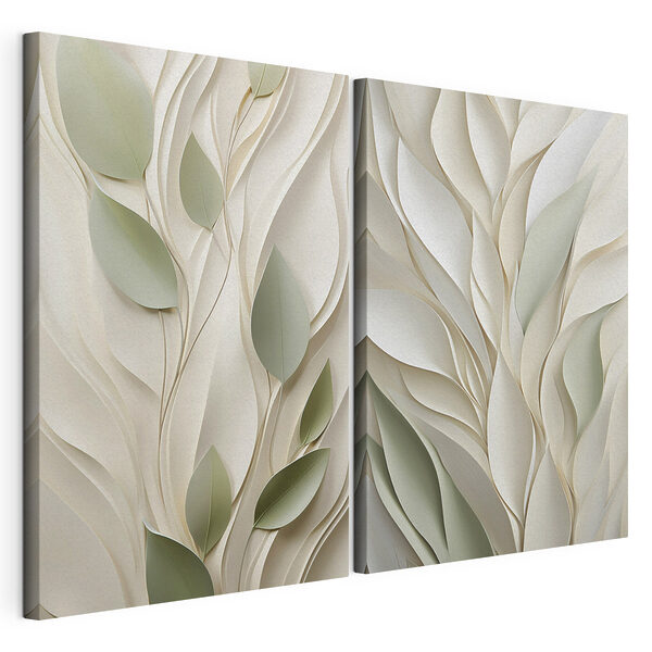 Op de natuur geïnspireerde patronen in zachte tinten Modulaire canvasprint Op de natuur geïnspireerde patronen in zachte tinten