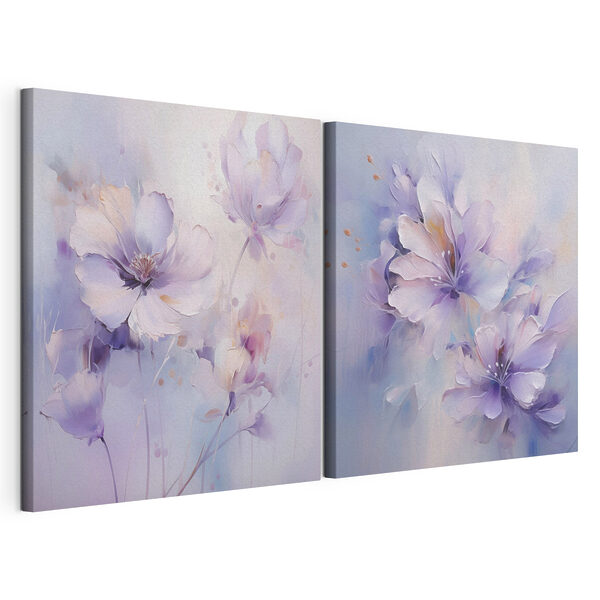 Modulaire canvasprint Schilderij van bloemen op een witte ondergrond