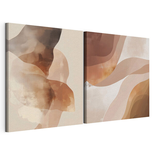 Abstracte vormen in warme tinten Modulaire canvasprint Abstracte vormen in warme tinten