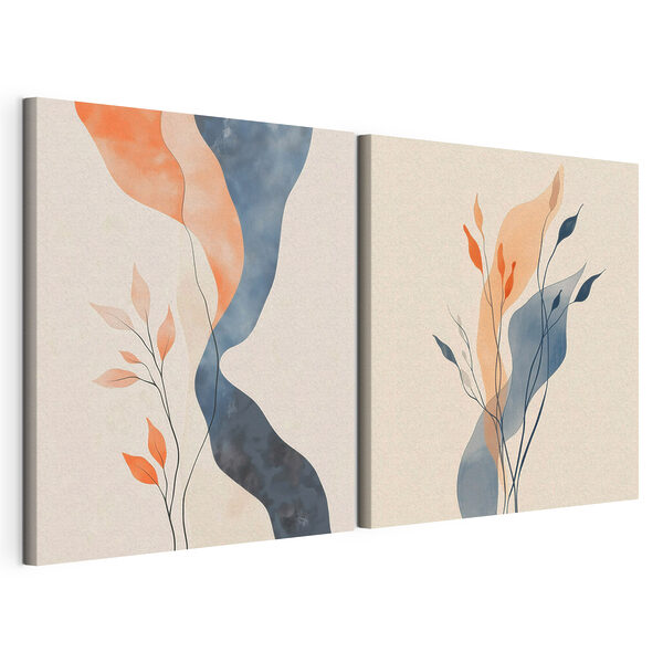 Zachte rondingen en warme tinten in combinatie Modulaire canvasprint Zachte rondingen en warme tinten in combinatie