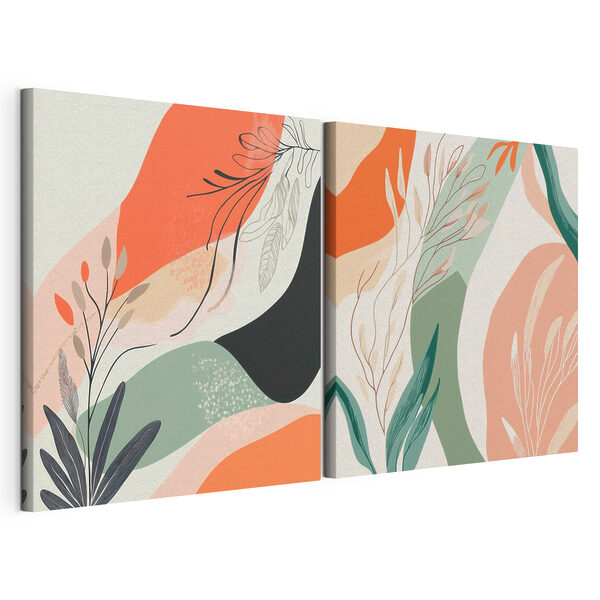 Twee afbeeldingen van planten Modulaire canvasprint Twee afbeeldingen van planten