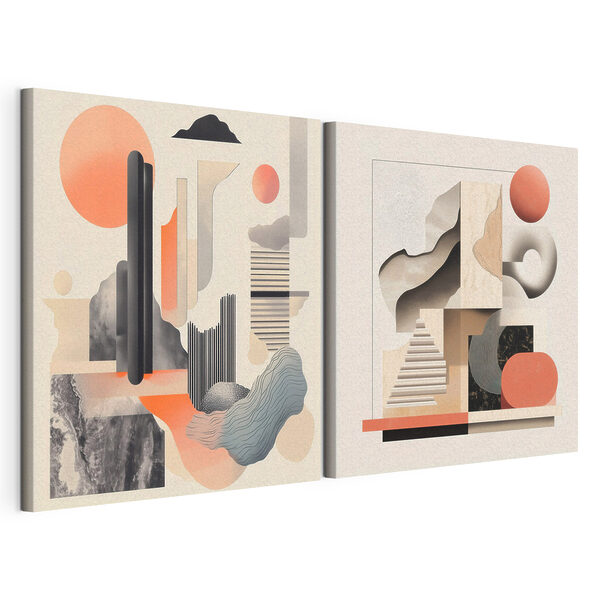 Collage van verschillende vormen en kleuren Modulaire canvasprint Collage van verschillende vormen en kleuren