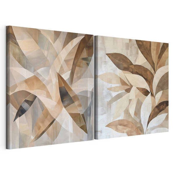 Vloeiende vormen in warme tinten Modulaire canvasprint Vloeiende vormen in warme tinten