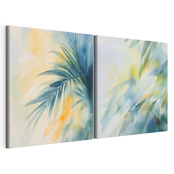 Aquarelschilderij van bladeren Modulaire canvasprint Aquarelschilderij van bladeren