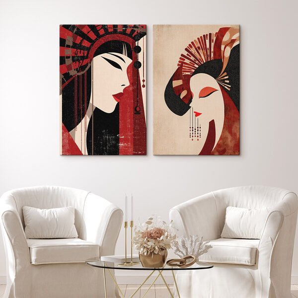 Couple of women with different colors Couple of women with different colors
