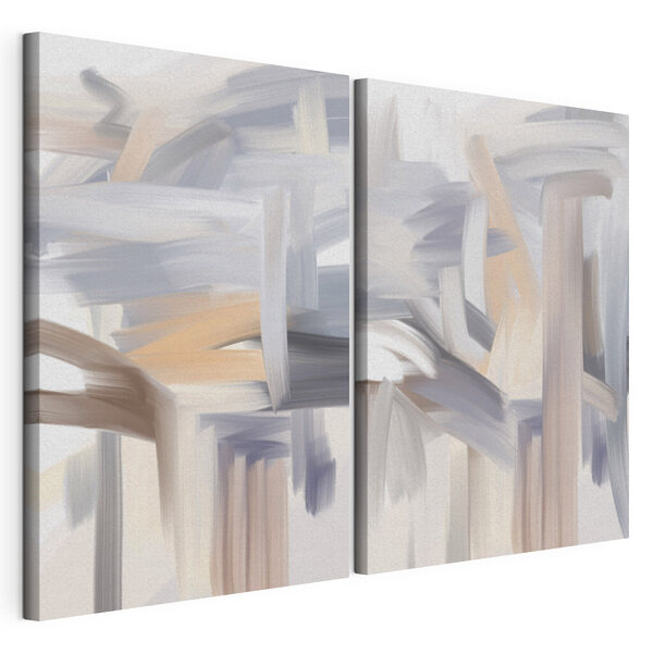 Abstracte penseelstreken in zachte tinten Modulaire canvasprint Abstracte penseelstreken in zachte tinten