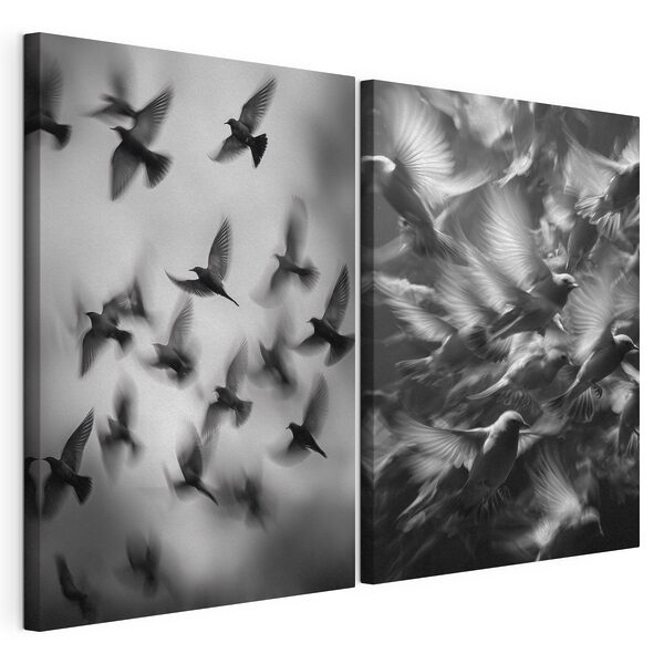 Collage van vliegende vogels Modulaire canvasprint Collage van vliegende vogels