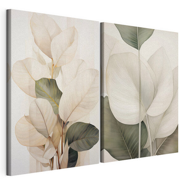 Fijne blaadjes in zachte tinten Modulaire canvasprint Fijne blaadjes in zachte tinten