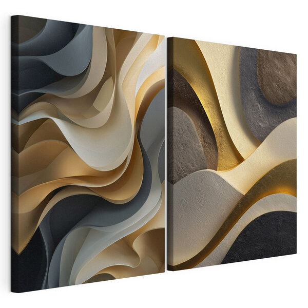 Vloeiende vormen in harmonieuze kleuren Modulaire canvasprint Vloeiende vormen in harmonieuze kleuren