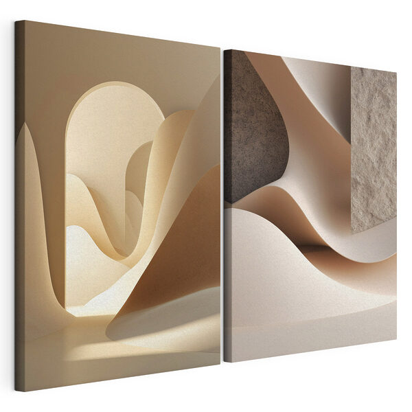 Collage van een kamer met een gebogen voorwerp Modulaire canvasprint Collage van een kamer met een gebogen voorwerp