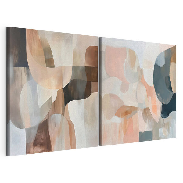 Twee schilderijen in verschillende kleuren Modulaire canvasprint Twee schilderijen in verschillende kleuren