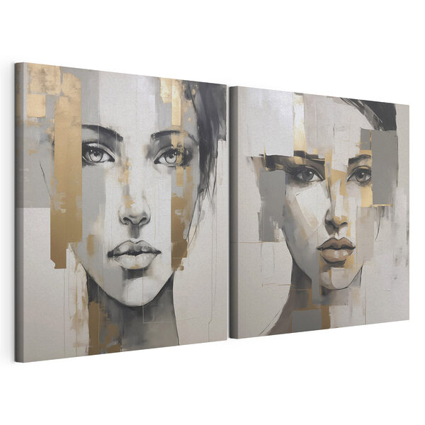 Modulaire canvasprint Schilderij van het gezicht van een vrouw