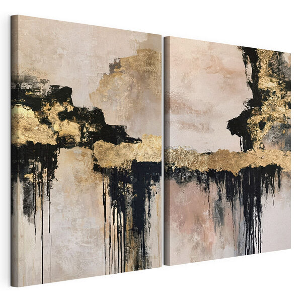 - Abstracte elegantie in ingetogen tinten Modulaire canvasprint - Abstracte elegantie in ingetogen tinten