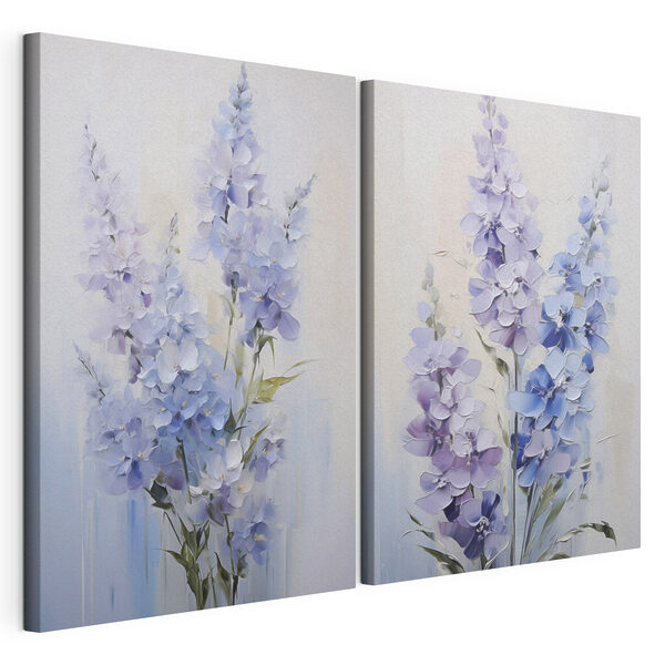 Schilderij van bloemen op een witte achtergrond Modulaire canvasprint Schilderij van bloemen op een witte achtergrond