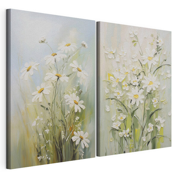 Schilderij van bloemen op doek Modulaire canvasprint Schilderij van bloemen op doek