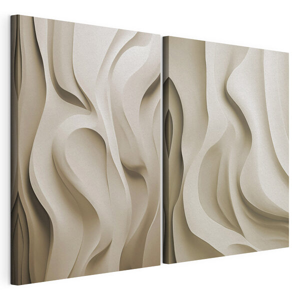 Vloeiende lijnen in neutrale tinten Modulaire canvasprint Vloeiende lijnen in neutrale tinten