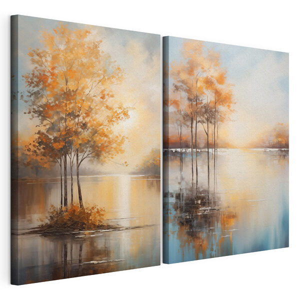 Schilderij van bomen in het water Modulaire canvasprint Schilderij van bomen in het water