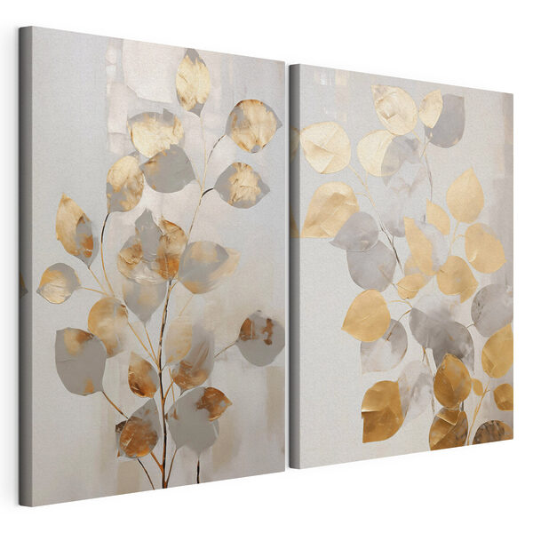 - Elegante bladeren in zachte tinten Modulaire canvasprint - Elegante bladeren in zachte tinten