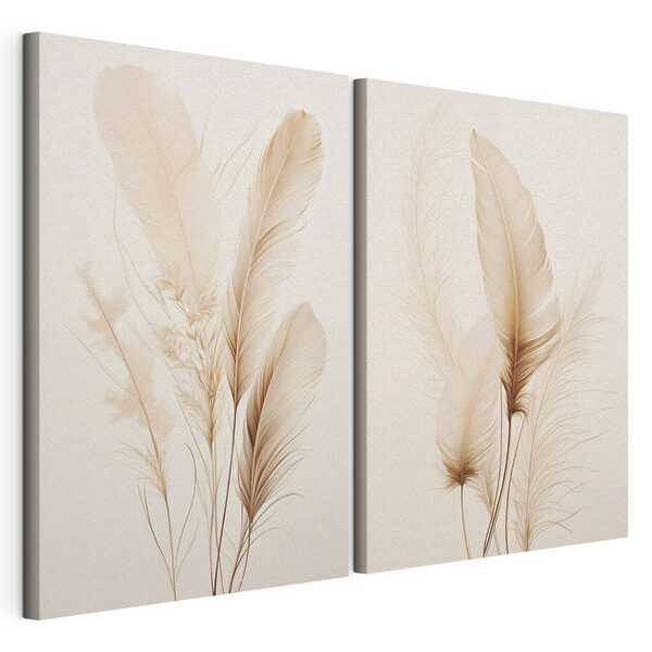 Fijne veren, zachtjes naast elkaar gelegd Modulaire canvasprint Fijne veren, zachtjes naast elkaar gelegd