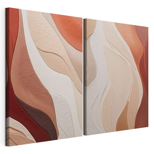 Vloeiende vormen in warme tinten Modulaire canvasprint Vloeiende vormen in warme tinten
