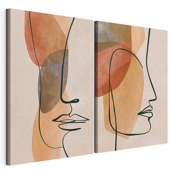 - Abstracte profielen in zachte tinten Modulaire canvasprint - Abstracte profielen in zachte tinten