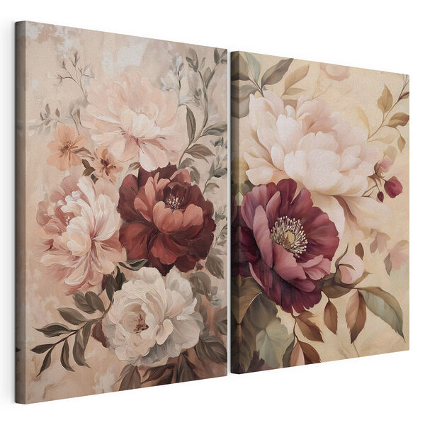 Verfijnde bloemen in zachte kleuren Modulaire canvasprint Verfijnde bloemen in zachte kleuren