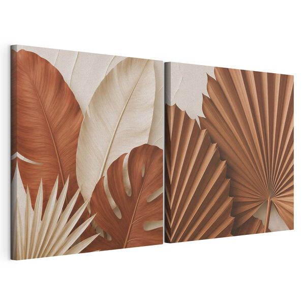 Modulaire canvasprint Modulaire canvasprint Elegante bladmotieven, geïnspireerd door de natuur (Artikelnummer: m30517)