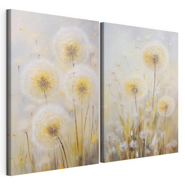 Modulaire canvasprint Schilderij van paardenbloemen