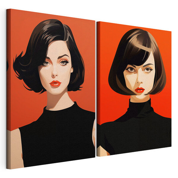 Vrouw met kort haar Modulaire canvasprint Vrouw met kort haar