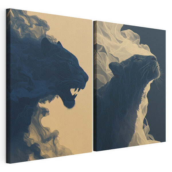 Collage van een leeuw Modulaire canvasprint Collage van een leeuw
