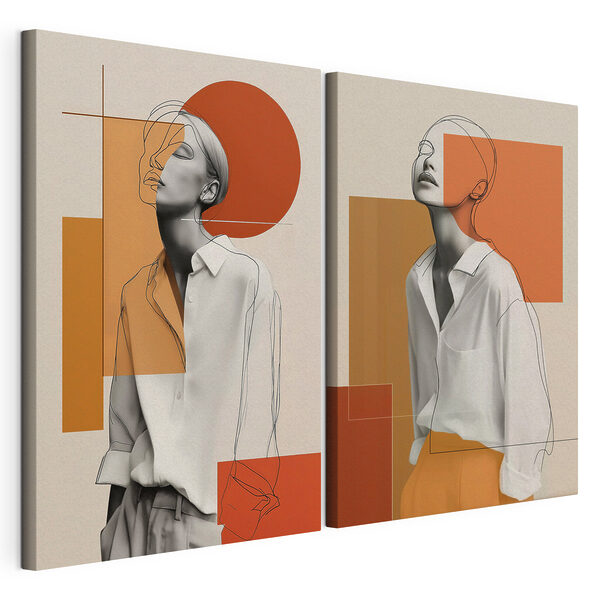Collage van een vrouw Modulaire canvasprint Collage van een vrouw