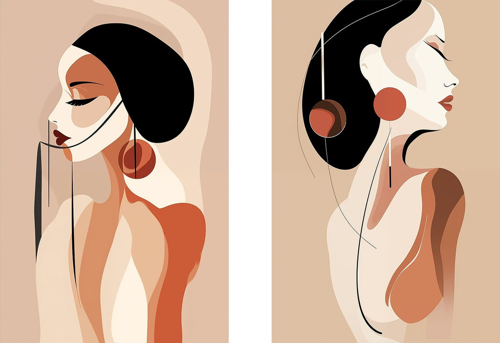 Woman with black hair and earrings Woman with black hair and earrings