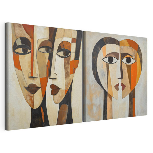Schilderij van het gezicht van een vrouw Modulaire canvasprint Schilderij van het gezicht van een vrouw