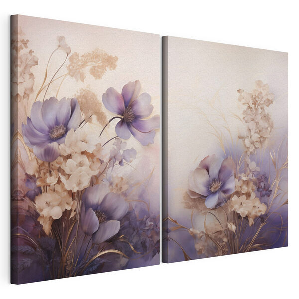Verfijnde bloemen in zachte pasteltinten Modulaire canvasprint Verfijnde bloemen in zachte pasteltinten