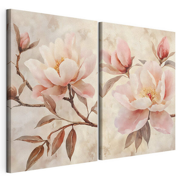 Verfijnde bloemen in zachte tinten Modulaire canvasprint Verfijnde bloemen in zachte tinten