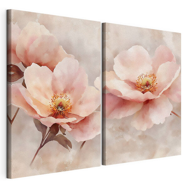 Modulaire canvasprint Verfijnde bloemen in zachte pasteltinten