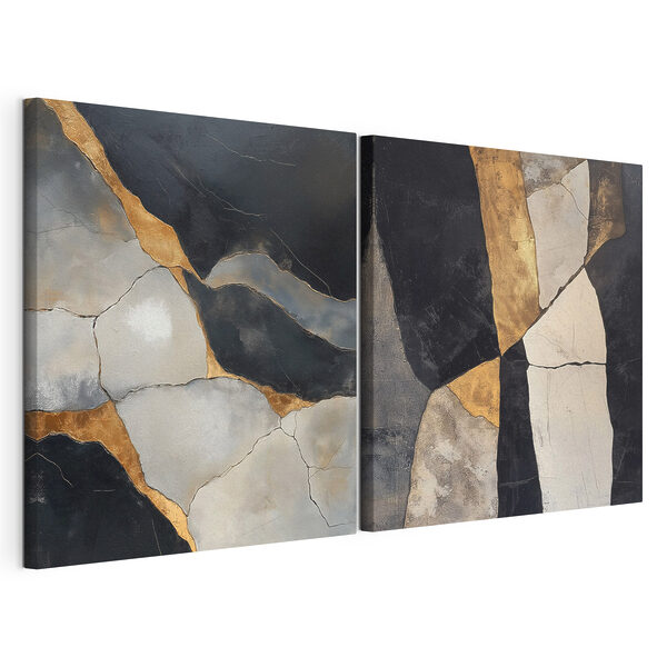 Abstracte elegantie in contrasterende tinten Modulaire canvasprint Abstracte elegantie in contrasterende tinten
