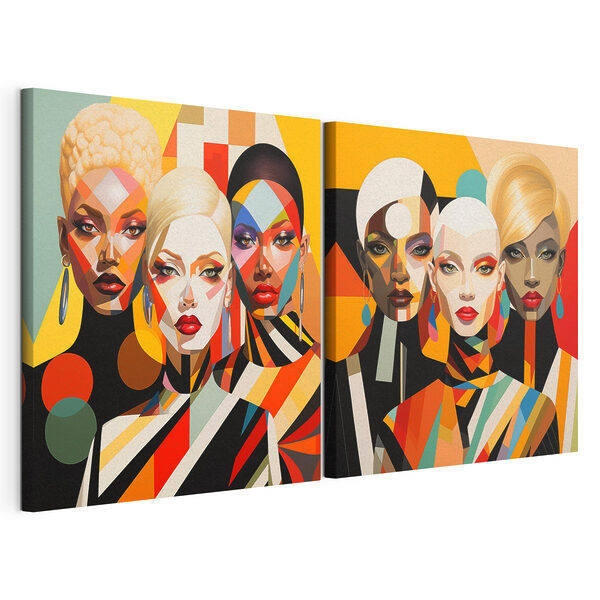Collage van vrouwen in verschillende kleuren Modulaire canvasprint Collage van vrouwen in verschillende kleuren