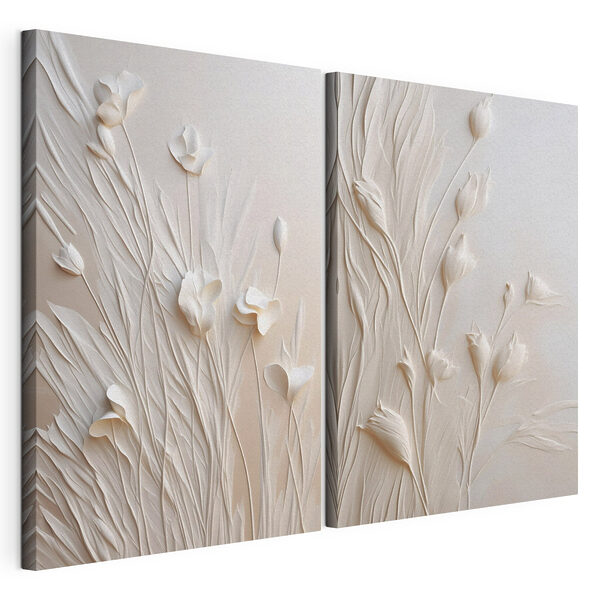 Elegant bloemmotief in zachte tinten Modulaire canvasprint Elegant bloemmotief in zachte tinten