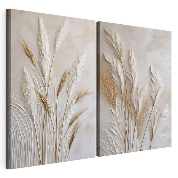 Collage van witte en bruine planten Modulaire canvasprint Collage van witte en bruine planten