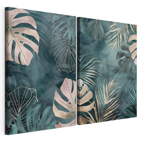Modulaire canvasprint Weelderig gebladerte tegen een levendige achtergrond (Artikelnummer: m30832) Modulaire canvasprint Modulaire canvasprint Weelderig gebladerte tegen een levendige achtergrond (Artikelnummer: m30832)