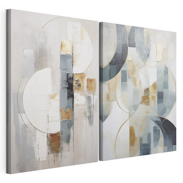 Twee schilderijen in verschillende kleuren Modulaire canvasprint Twee schilderijen in verschillende kleuren