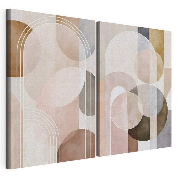 Zachte vormen in aardetinten Modulaire canvasprint Zachte vormen in aardetinten