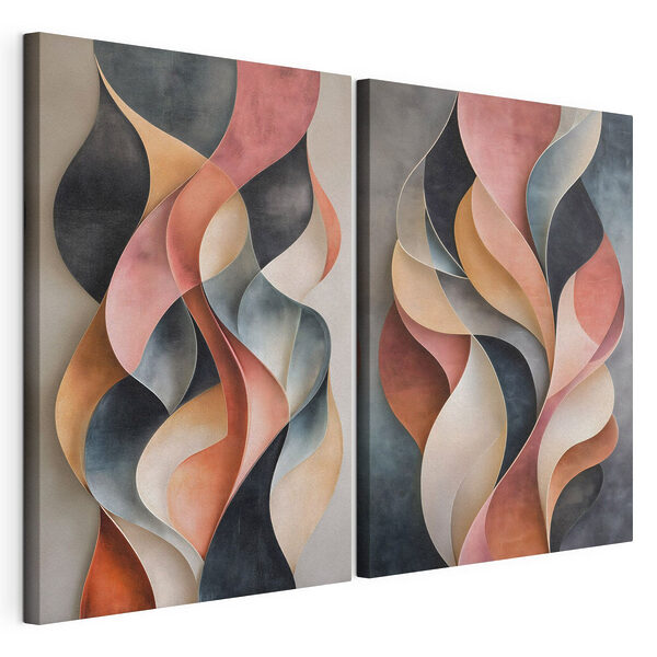 Modulaire canvasprint Vloeiende vormen in een zacht kleurenpalet